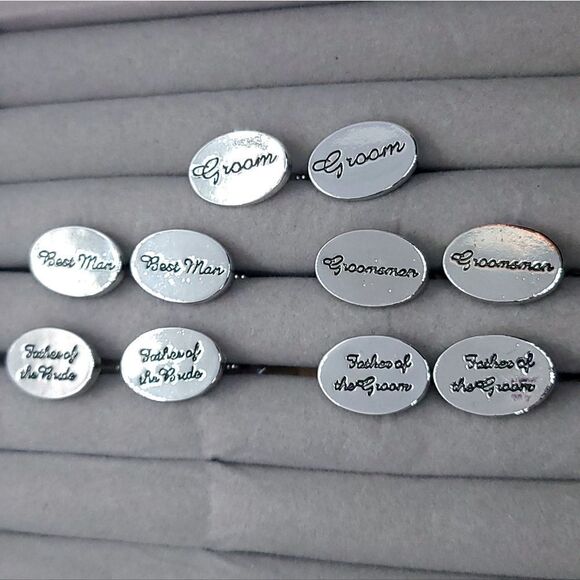 BEST MAN Wedding Cufflinks Silver Engraved Bridal Party Formal Tuxedo Cuff Links - Picture 4 of 7